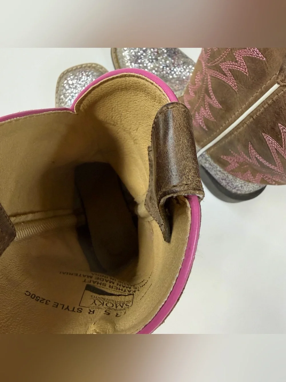 Smoky Mountain Boots Little Girls Size 13.5 Cowboy Boots Glitter Sparkle Brown